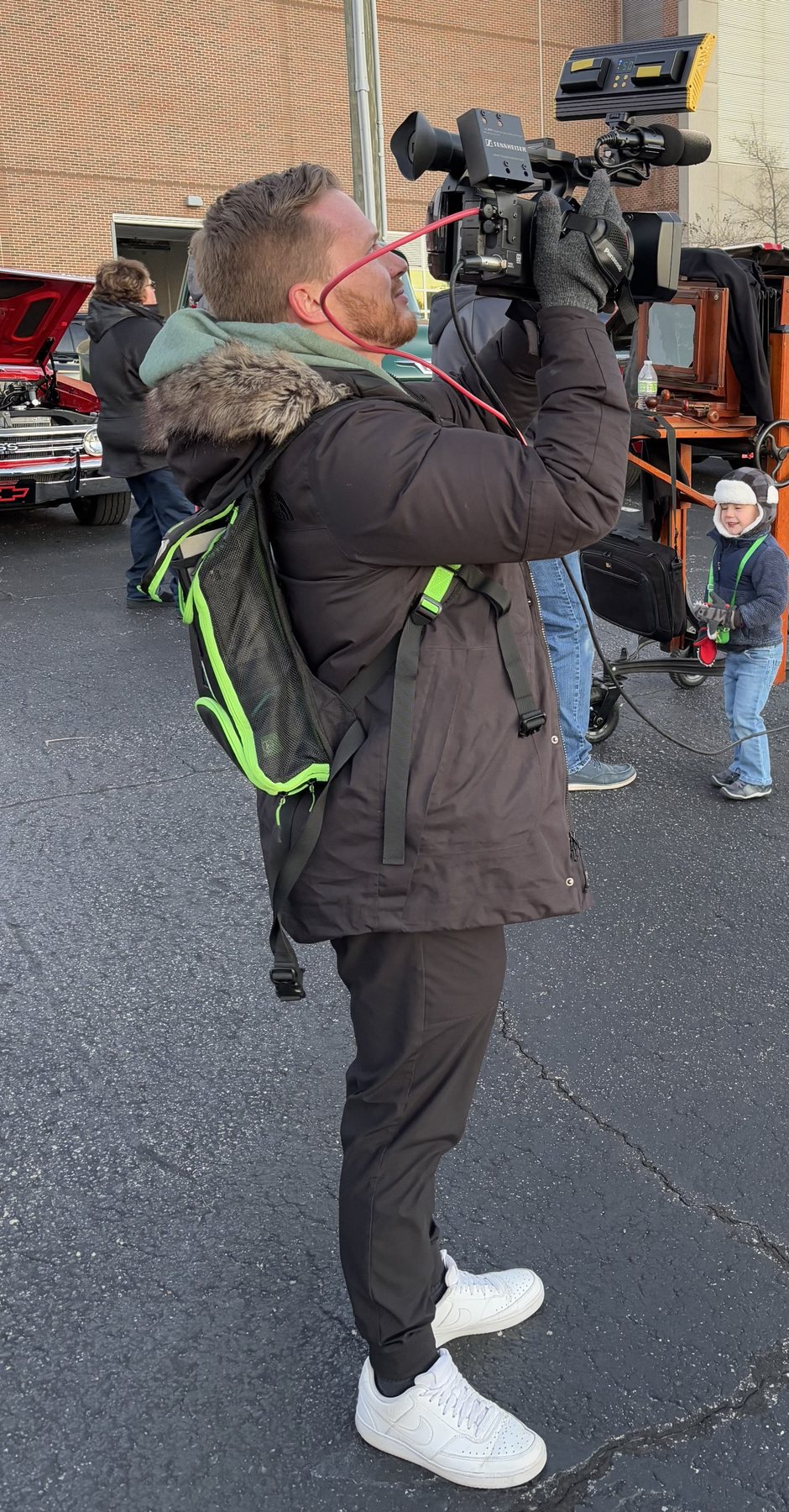 Matt Bennett reporting at an event
