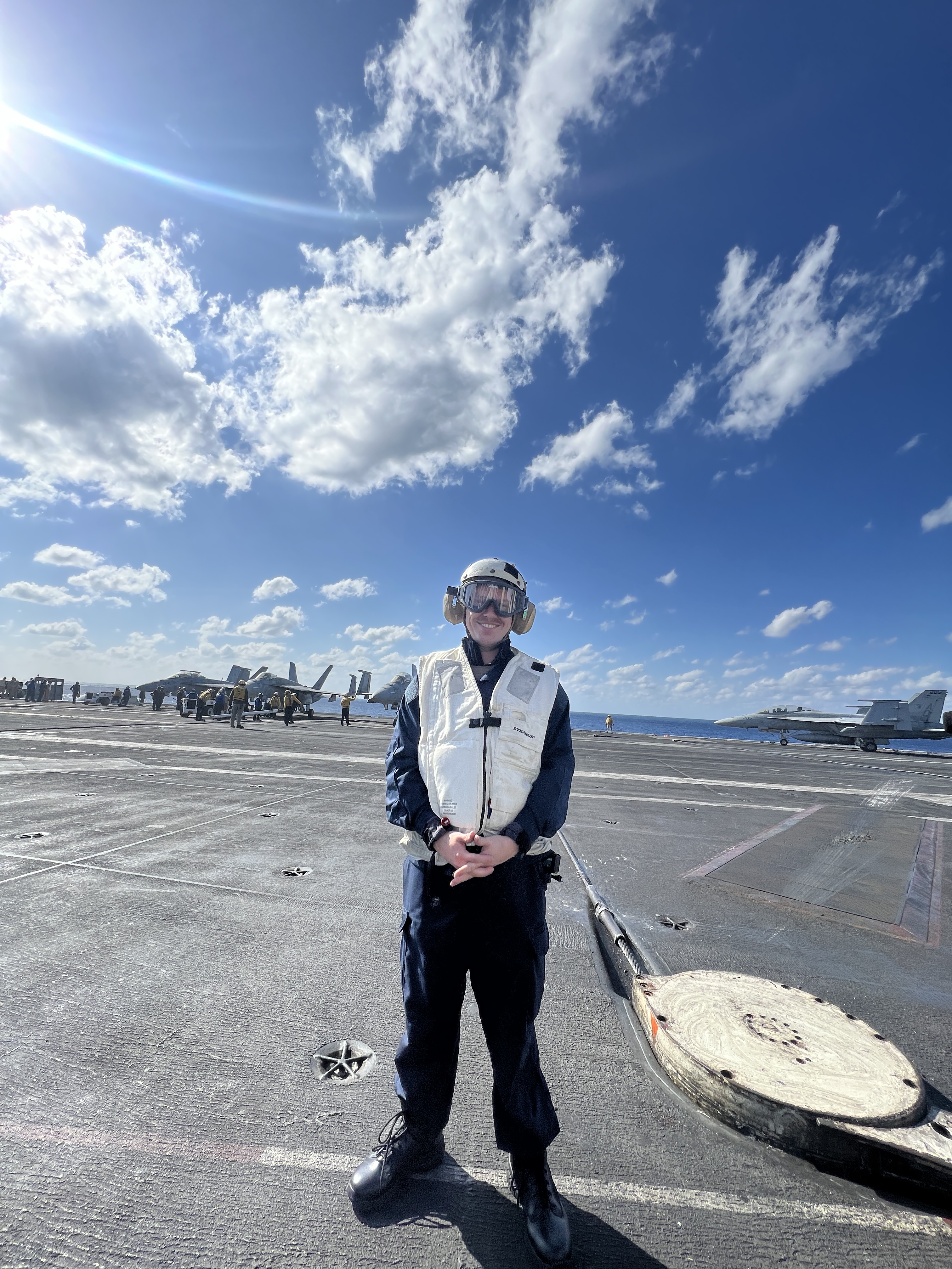Matt Bennett reporting aboard a U.S. Navy ship